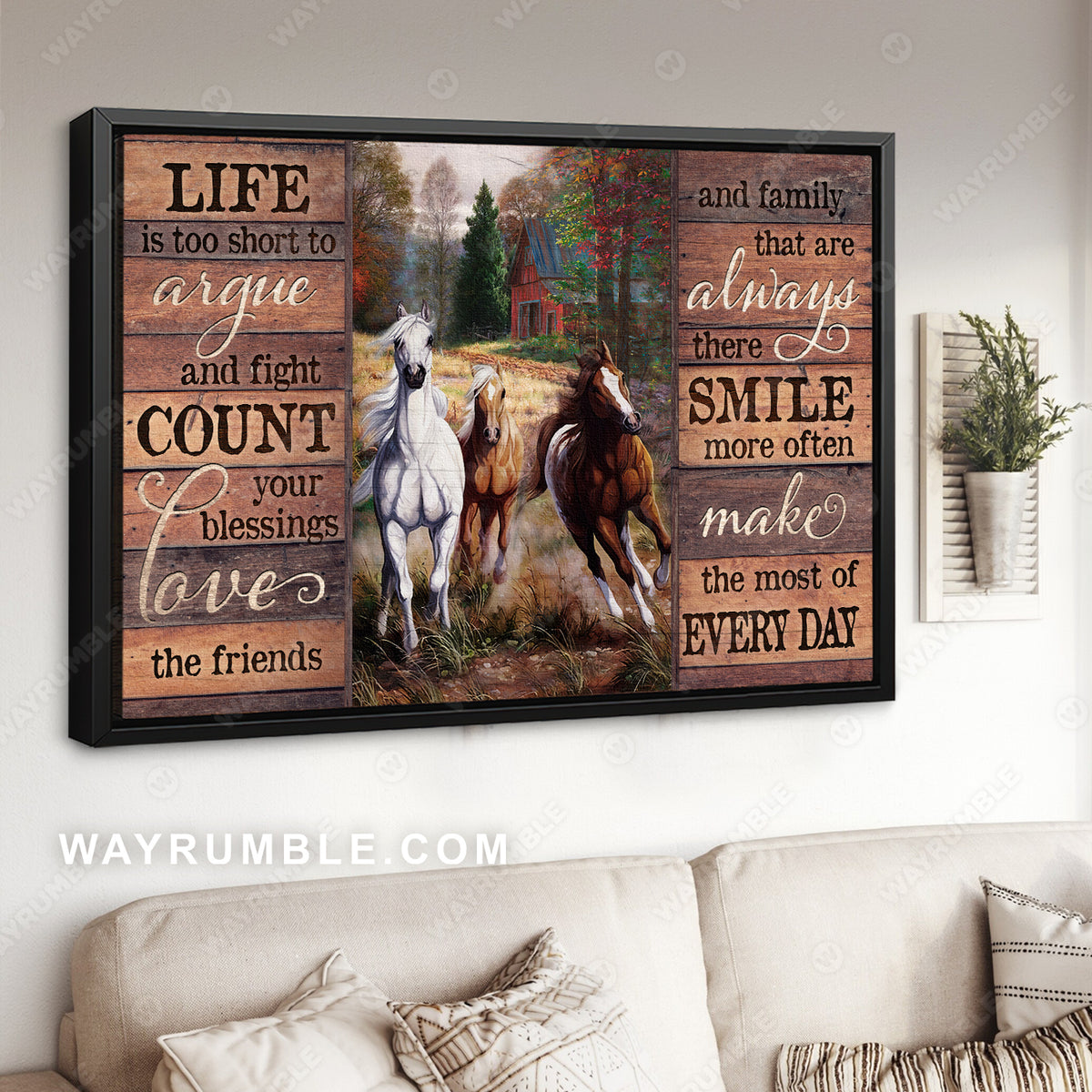 Beautiful forest, Running horse, Red house, Life is too short to argue - Jesus Landscape Canvas Prints, Christian Wall Art