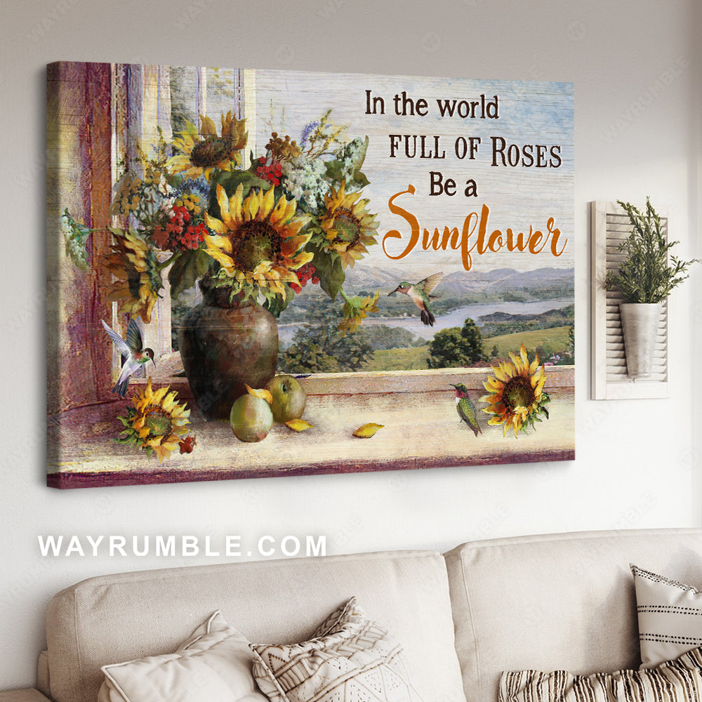 Sunflower vase, Beautiful mountain, Apple, In the world full of roses - Jesus Landscape Canvas Prints, Christian Wall Art