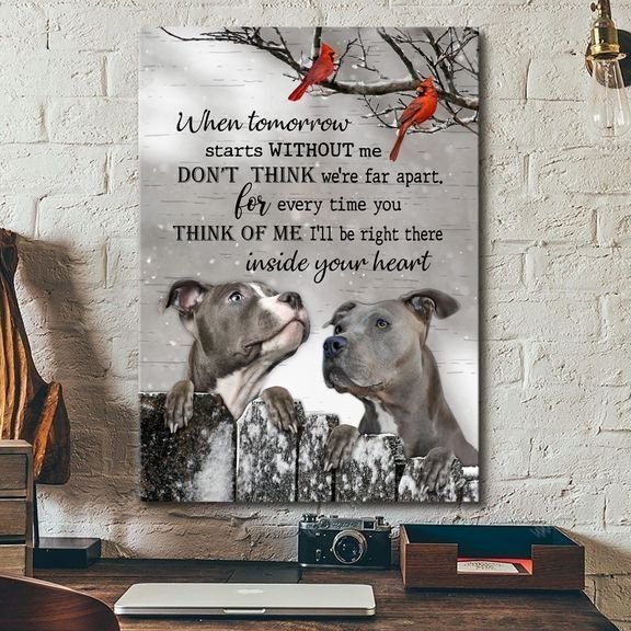 Pit bull, Cardinal, Every time you think of me, I'll be right in your heart - Pit bull Portrait Canvas Prints, Wall Art