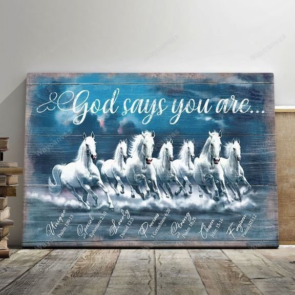 White horse, God says you are - Jesus Landscape Canvas Prints, Wall Art