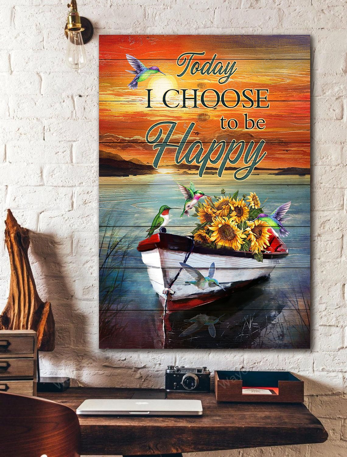 Hummingbirds, Sunflower boat, Sunset Painting, Today I choose to be happy - Jesus Portrait Canvas Prints, Wall Art