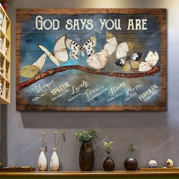 White butterfly, Bough, God says you are amazing - Jesus Landscape Canvas Prints, Wall Art