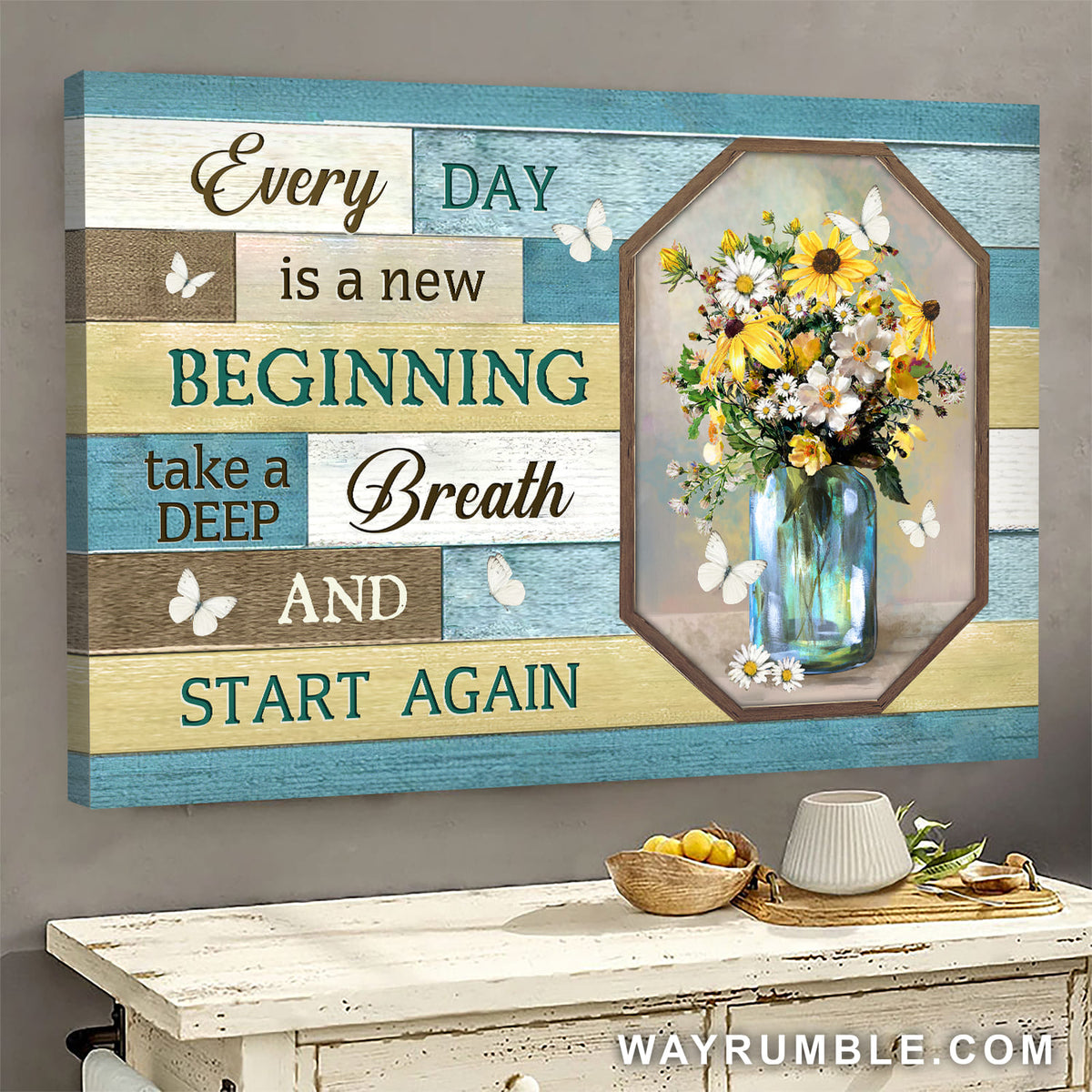 Jesus, Beautiful Flowers - Every day is a new beginning Landscape Canvas Prints, Wall Art