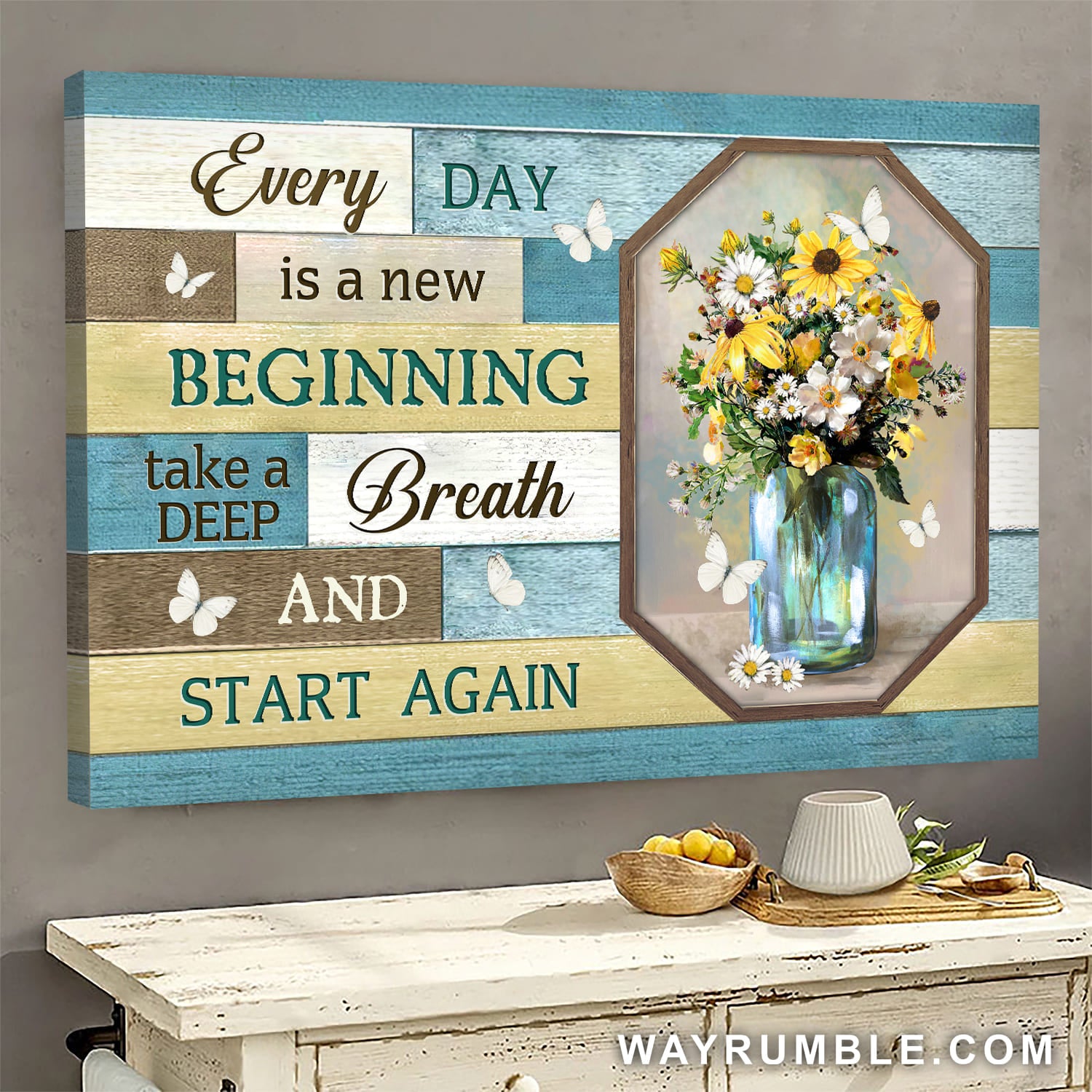 Jesus, Beautiful Flowers - Every day is a new beginning Landscape Canvas Prints, Wall Art