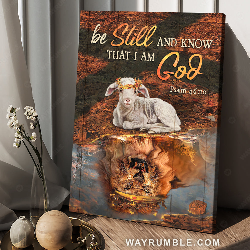 Lamb of God, Lion of Judah, Abstract painting, Be still and know that I am God - Jesus Portrait Canvas Prints, Christian Wall Art