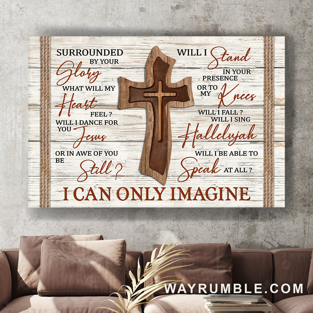 Wooden cross painting, I can only imagine - Jesus Landscape Canvas Prints Wall Art