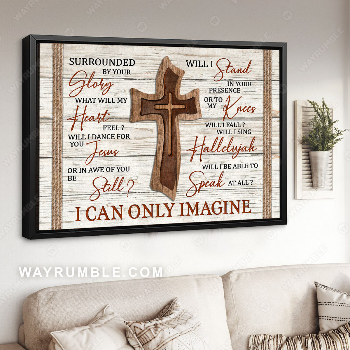 Wooden cross painting, I can only imagine - Jesus Landscape Canvas Prints Wall Art