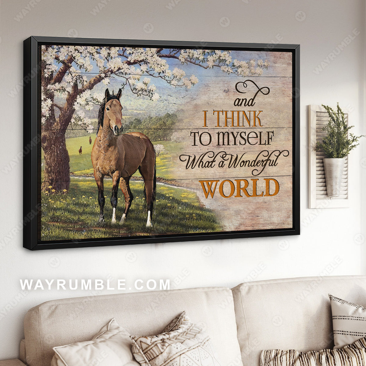White flower, Spring drawing, Horse painting, What a wonderful world - Jesus Landscape Canvas Prints, Christian Wall Art