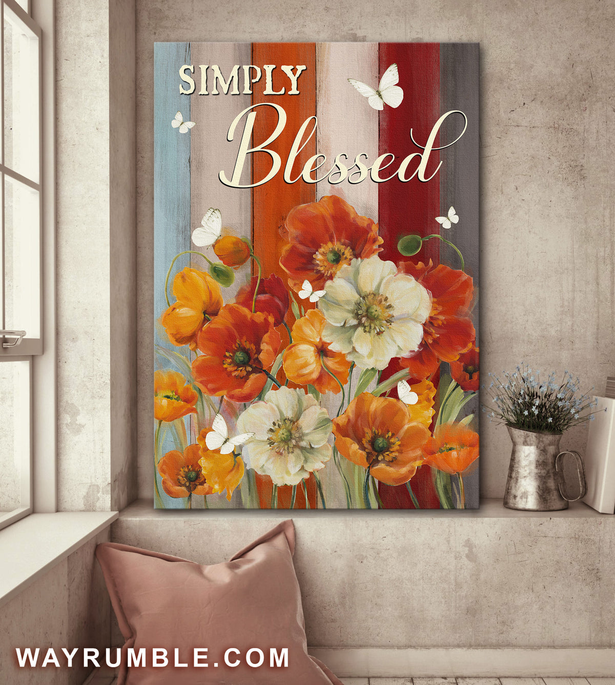 Poppy, Butterfly, Simply blessed - Jesus Portrait Canvas Prints, Wall Art