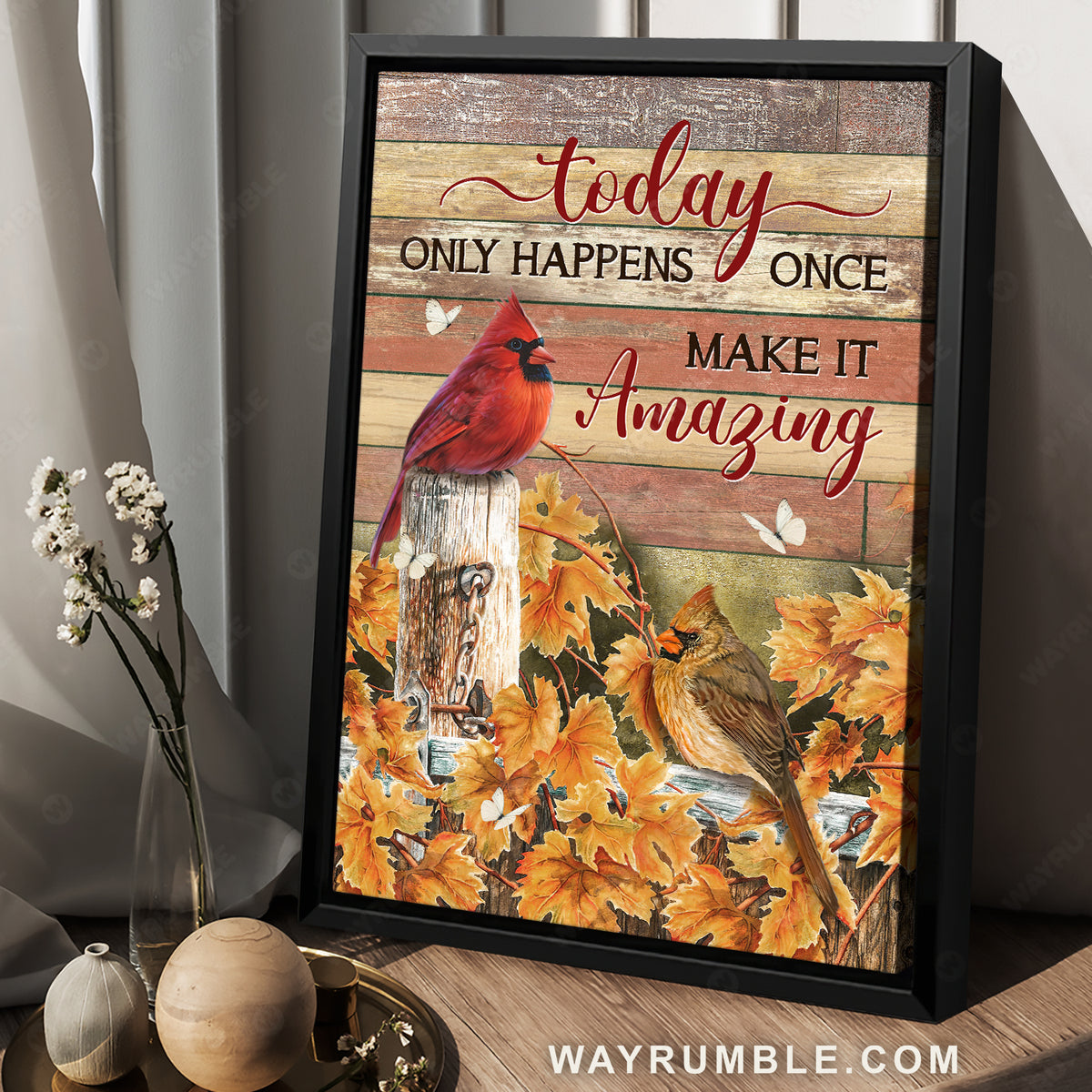 Maple forest, Cute cardinal, Today only happens once, Make it amazing - Jesus Portrait Canvas Prints, Christian Wall Art