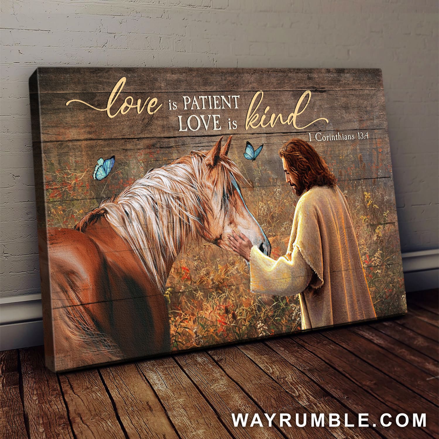 Jesus painting, Brown horse drawing, Love is patient love is kind - Jesus Landscape Canvas Prints, Wall Art