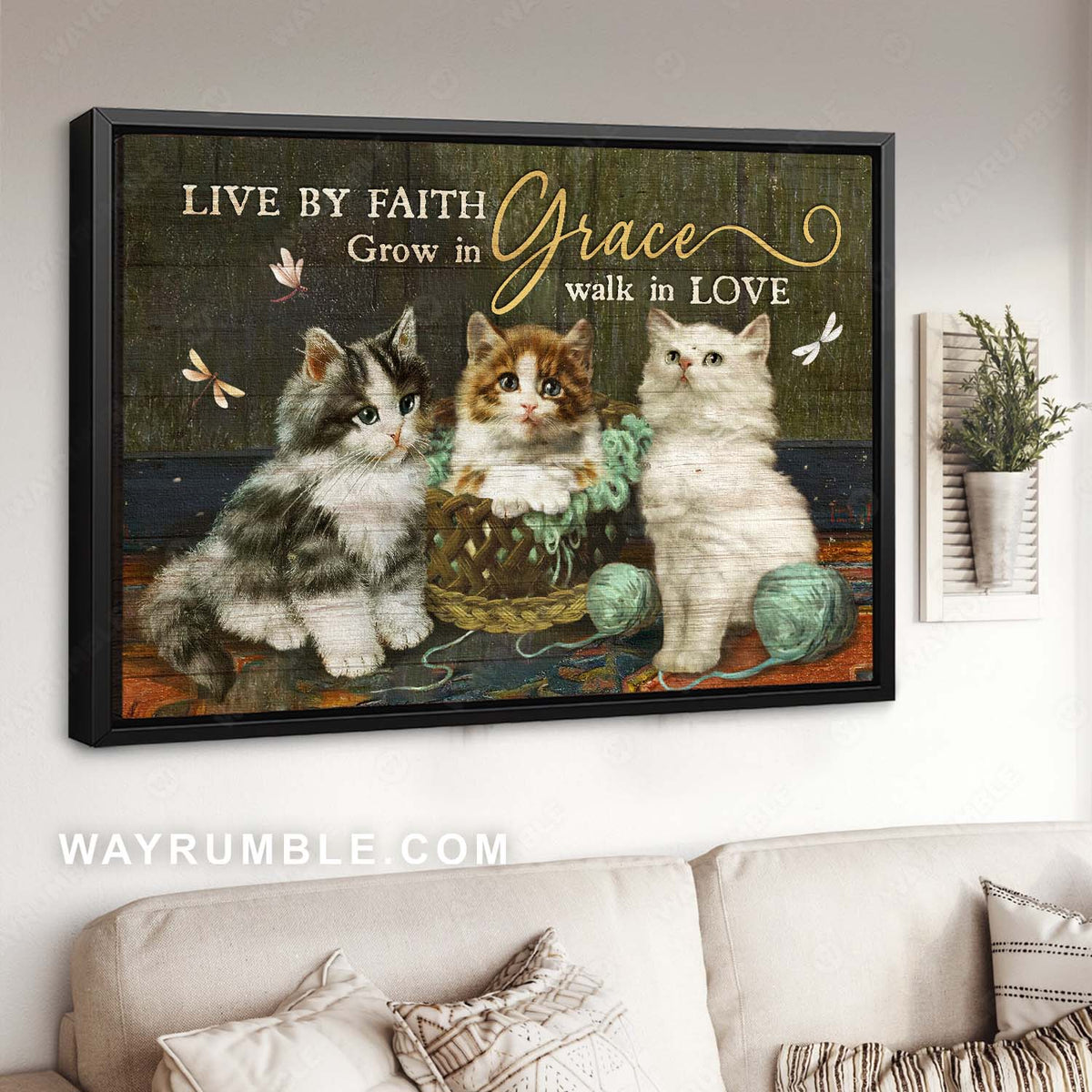 Cute kittens, Cat painting, Dragonfly, Sweet home, Live by faith, grown in grace - Jesus Landscape Canvas Prints, Home Decor Wall Art