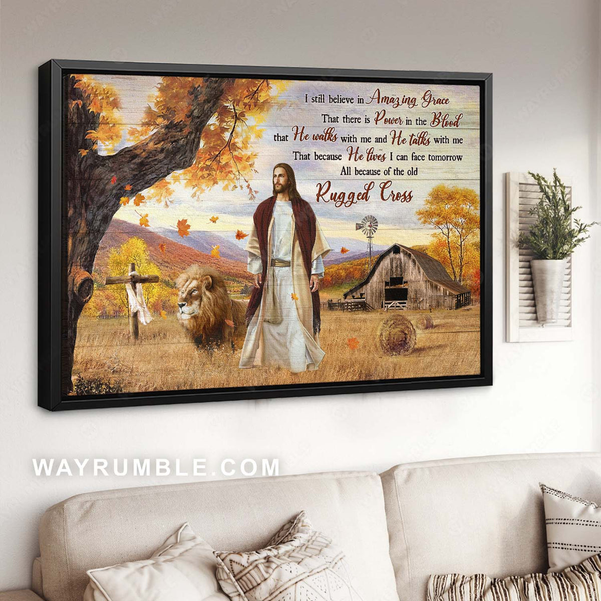 Autumn season, Jesus painting, Lion of Judah, I still believe in amazing grace - Jesus Landscape Canvas Prints, Christian Wall Art