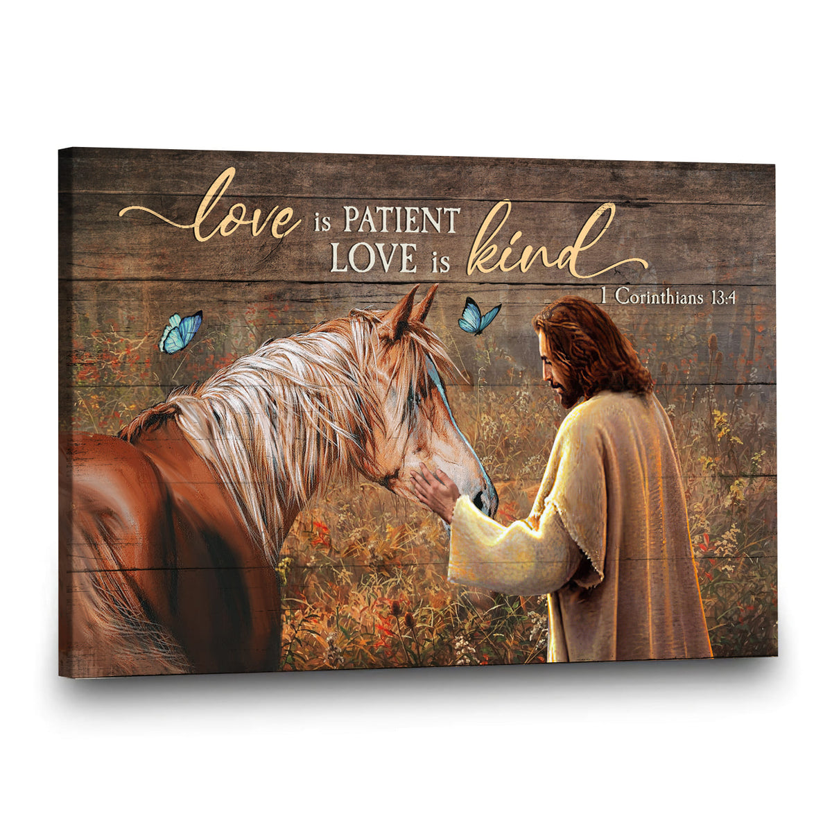 Jesus and the horse - Love is patient Love is kind - Landscape Canvas Prints, Wall Art