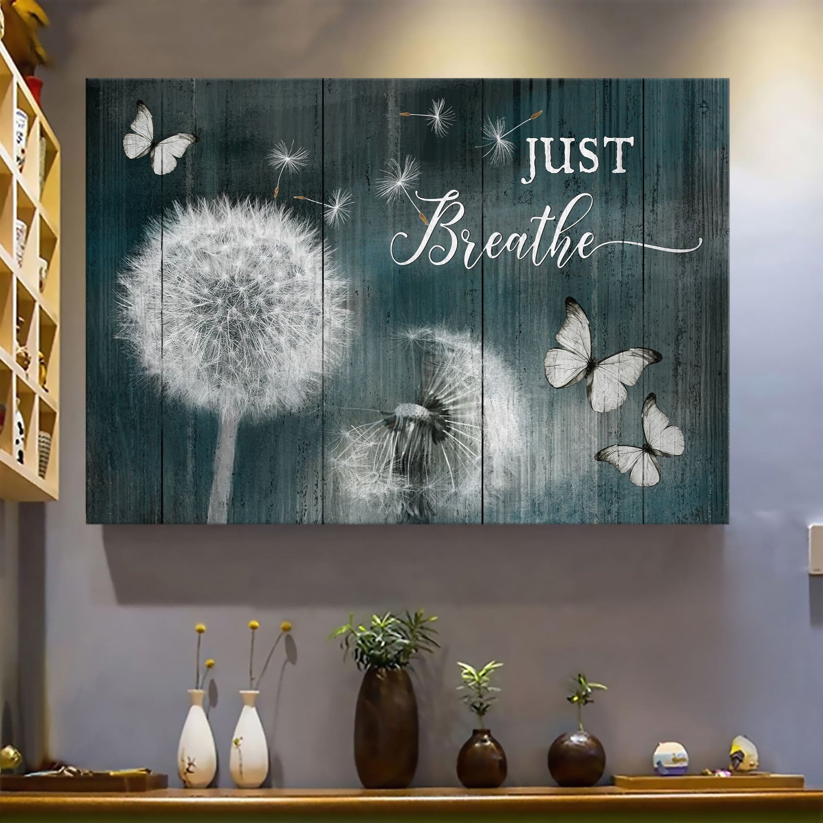 Dandelion, Butterfly, Just breathe - Jesus Landscape Canvas Prints, Wall Art