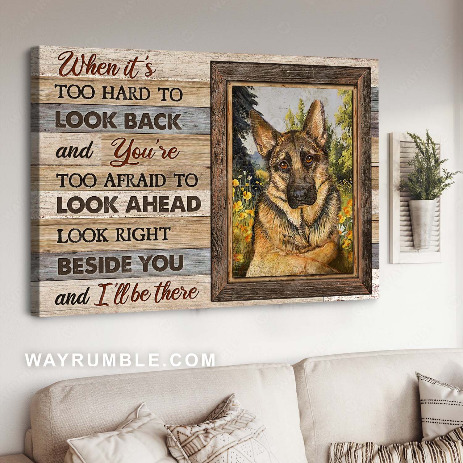 German Shepherd, Best friend, Dog drawing, Memorial gift, I'll be there - Jesus Landscape Canvas Prints, Home Decor Wall Art