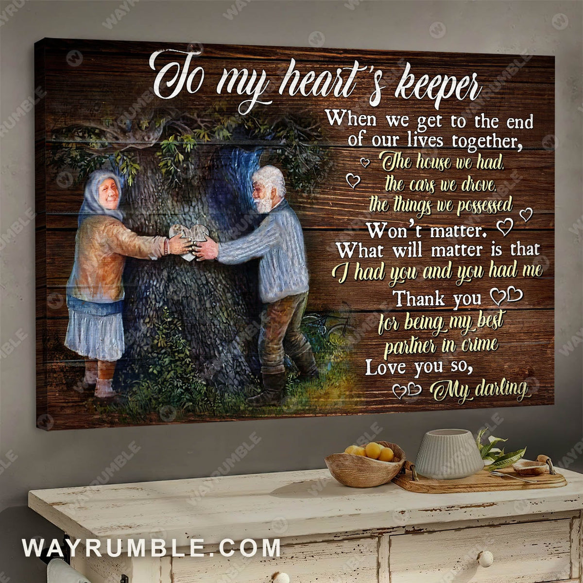 Older couple, Under the tree, To my heart&#39;s keeper - Couple Landscape Canvas Prints, Wall Art