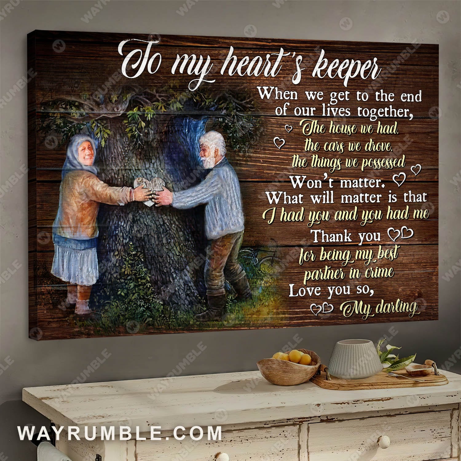 Older couple, Under the tree, To my heart's keeper - Couple Landscape Canvas Prints, Wall Art