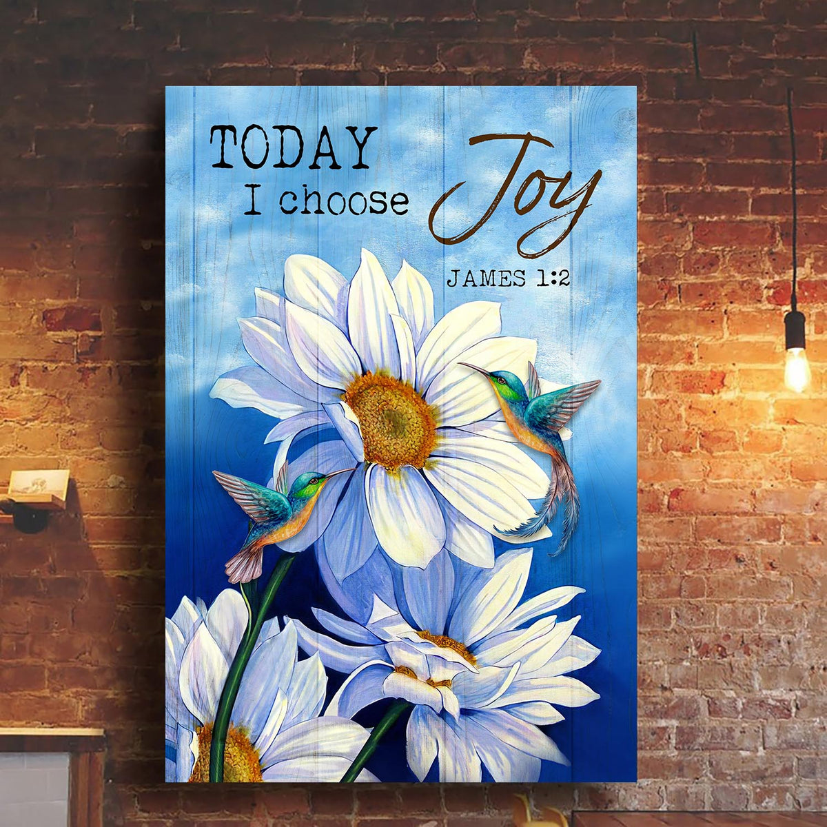 Big daisy drawing, Colorful hummingbird, Today I choose joy - Jesus Portrait Canvas Prints - Wall Art