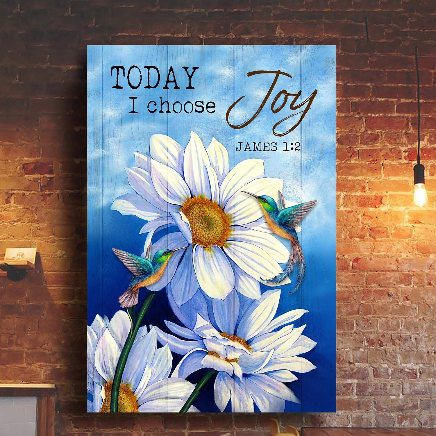 Big daisy drawing, Colorful hummingbird, Today I choose joy - Jesus Portrait Canvas Prints - Wall Art