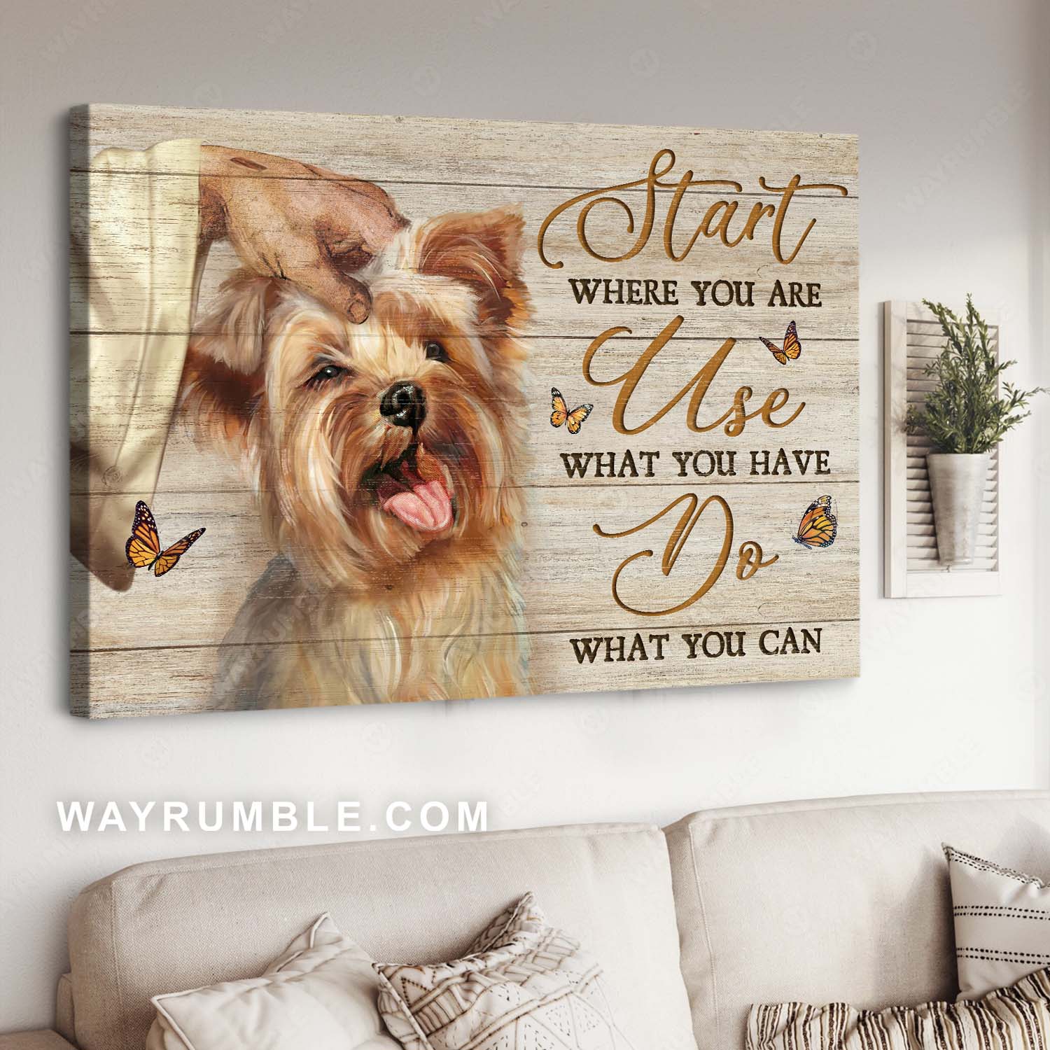 Yorkshire Terrier, Lovely dog, Inspirational quote, Start where you are - Jesus Landscape Canvas Prints, Home Decor Wall Art