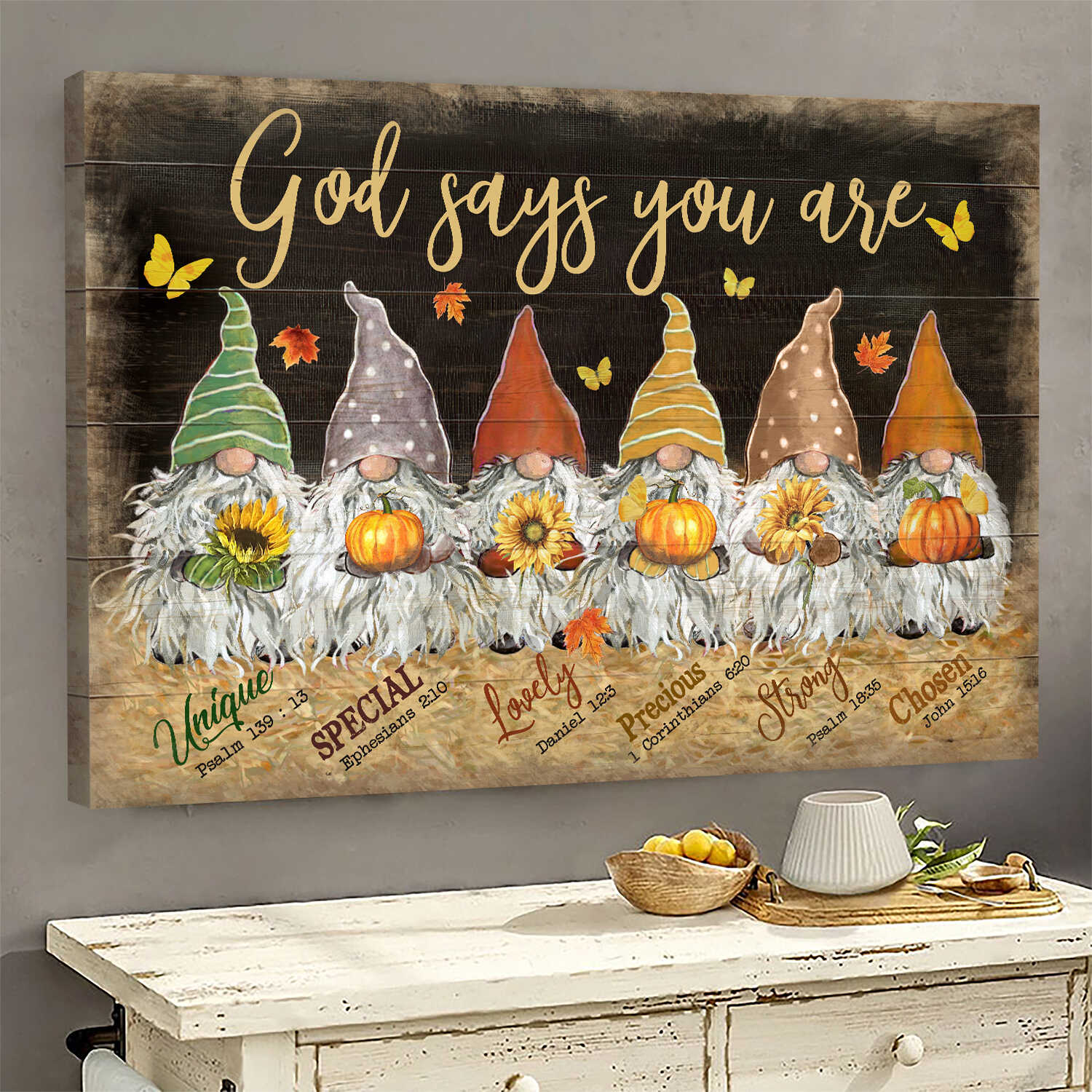 Dwarfs, Sunflower, Pumpkin, God says you are - Jesus Landscape Canvas Prints, Wall Art