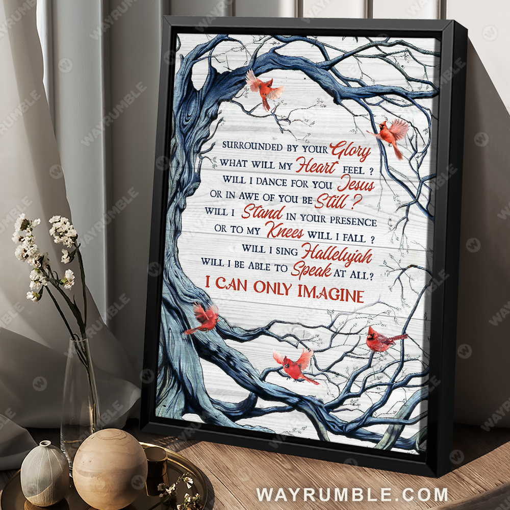 Red cardinal, Old song, Hallelujah, I can only imagine - Jesus Portrait Canvas Prints, Christian Wall Art