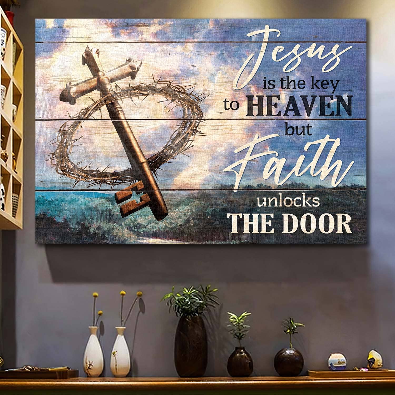 Crown of thorn, The holly key, The forest, Jesus is the key to heaven - Landscape Canvas Prints, Wall Art