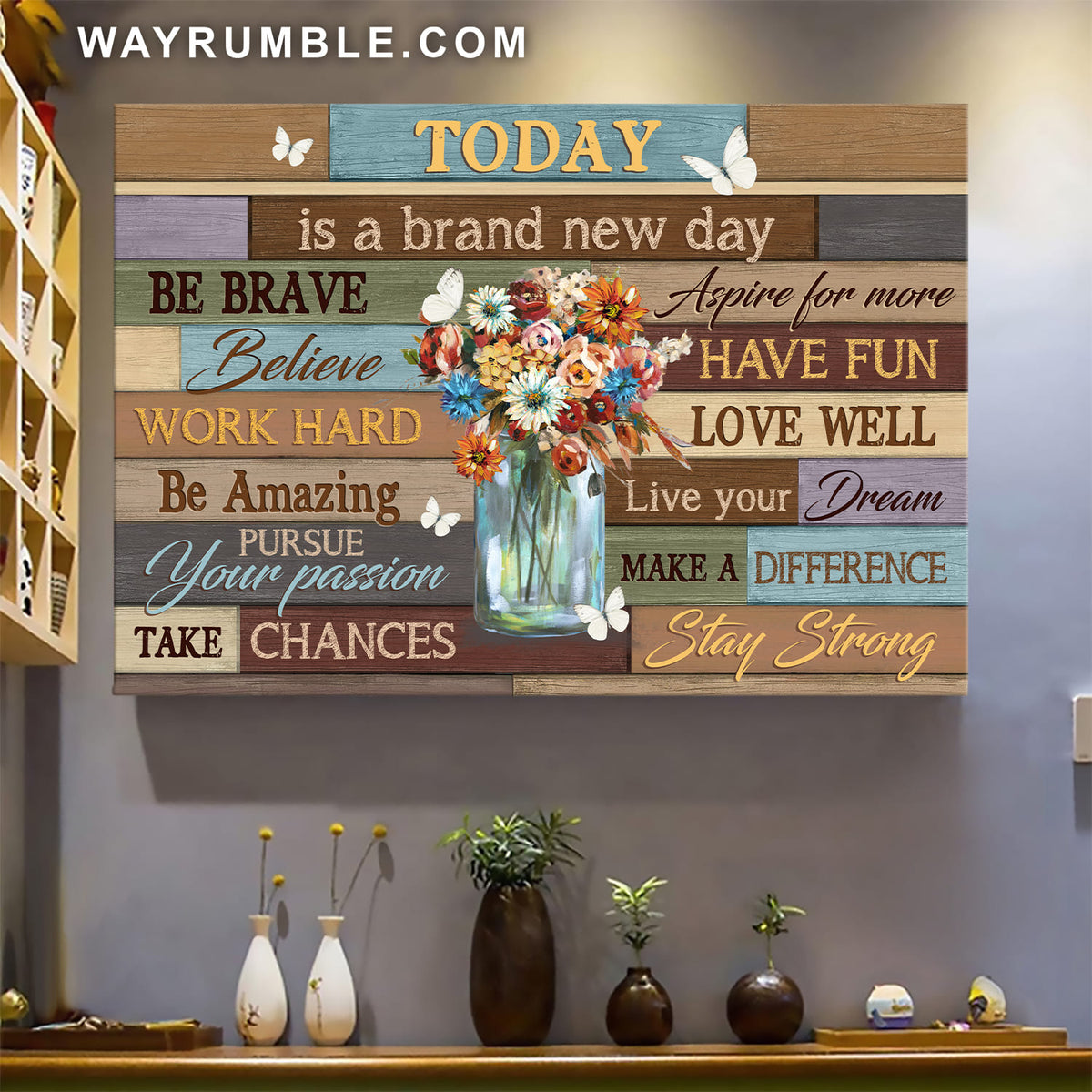 Jesus, Flower, white butterfly - Today is a brand new day Landscape Canvas Prints, Wall Art