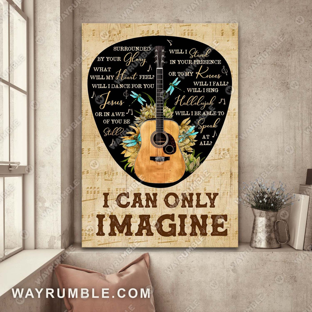 Music, Guitar, Guitar Pick, Dragonfly, I can only imagine - Jesus Portrait Canvas Prints, Wall Art