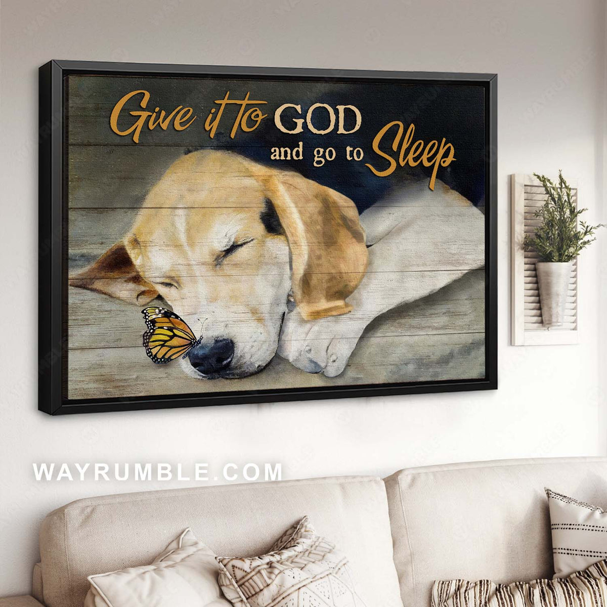Beagle painting, Puppy lover, Monarch butterfly, Give it to God and go to sleep - Jesus Landscape Canvas Prints, Home Decor Wall Art