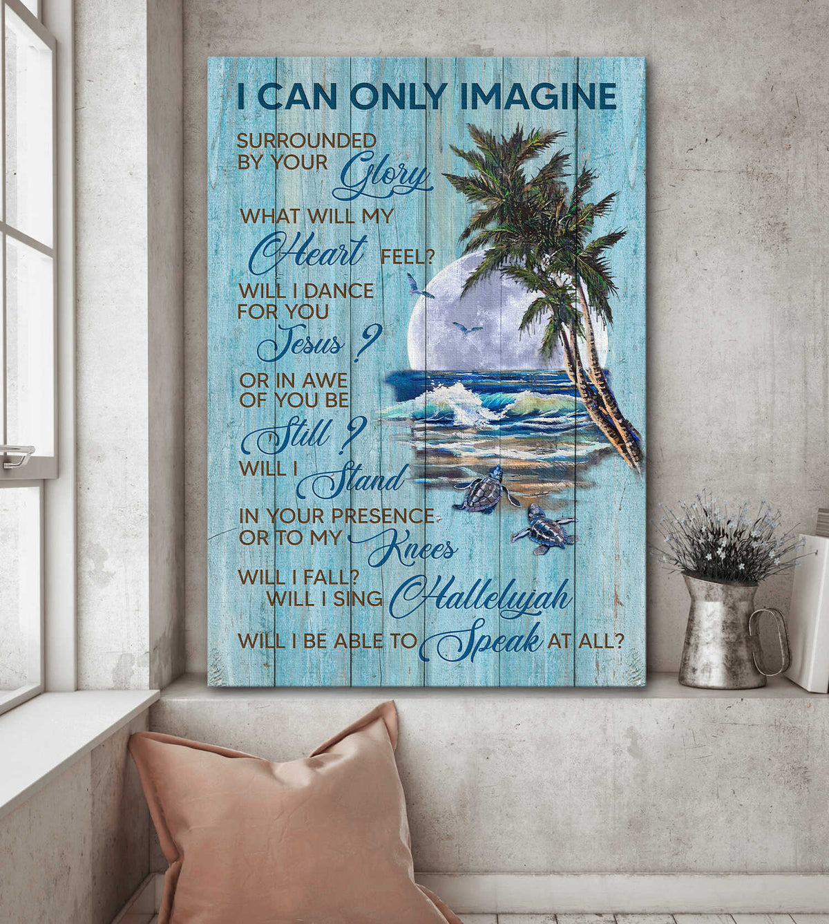 Turtles, On the beach, Moonlight, I can only imagine - Jesus Portrait Canvas Prints, Wall Art