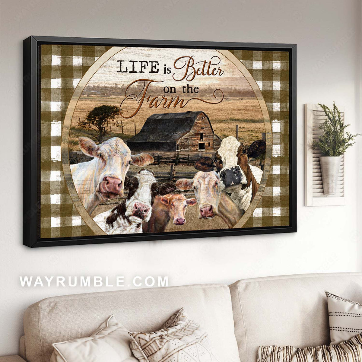 Cow painting, Cattle drawing, Rustic farmhouse, Life is better on the farm - Jesus Landscape Canvas Prints, Home Decor Wall Art