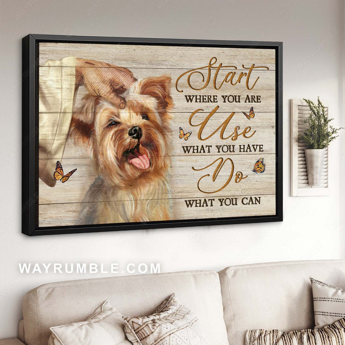 Yorkshire Terrier, Lovely dog, Inspirational quote, Start where you are - Jesus Landscape Canvas Prints, Home Decor Wall Art