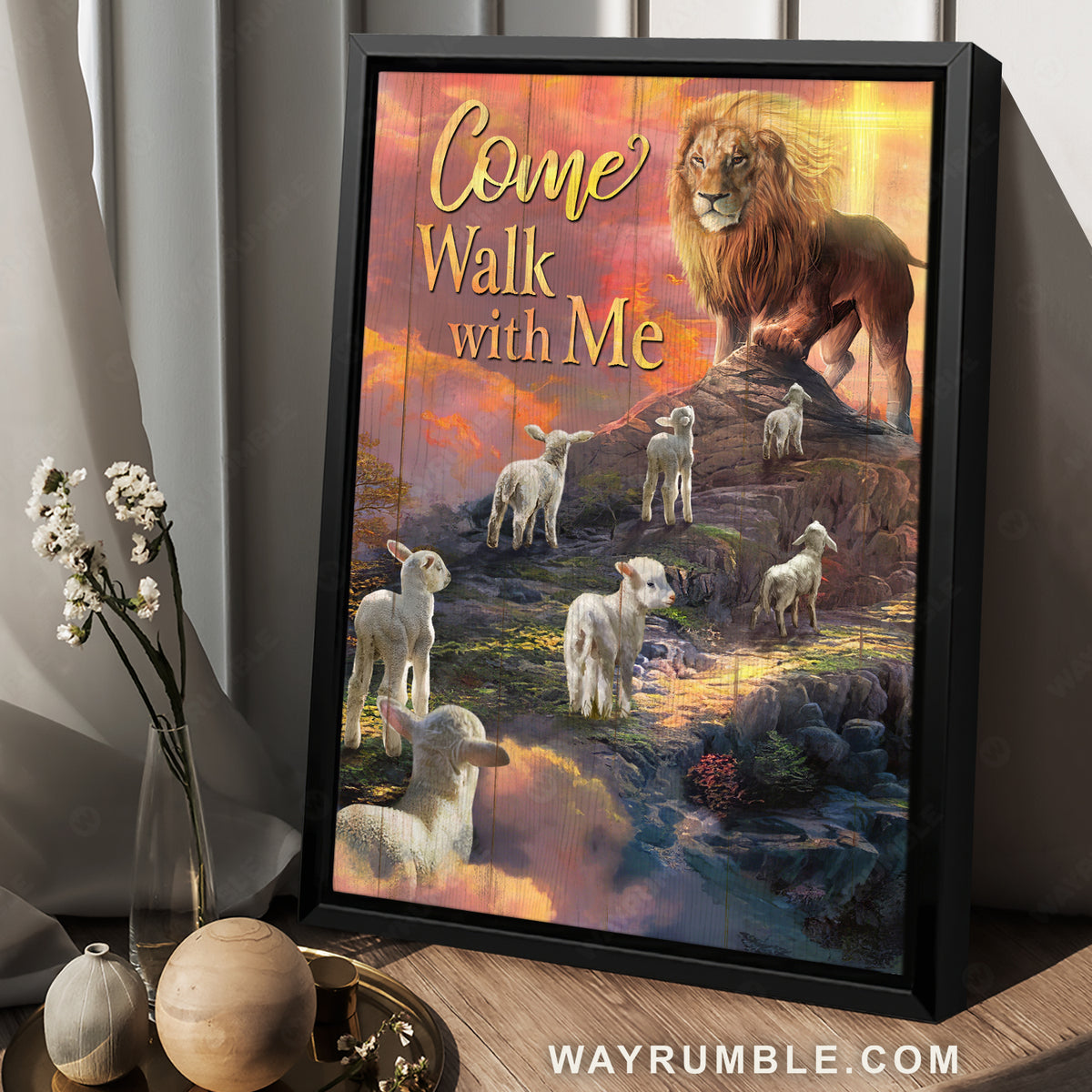 Lion of Judah, Lamb of God, Journey to heaven, Come walk with me - Jesus Portrait Canvas Prints, Christian Wall Art