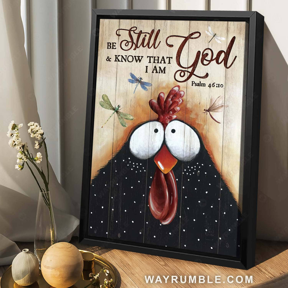 Black chicken, Dragonfly drawing, Bible verse, Be still and know that I am God - Jesus Portrait Canvas Prints, Home Decor Wall Art