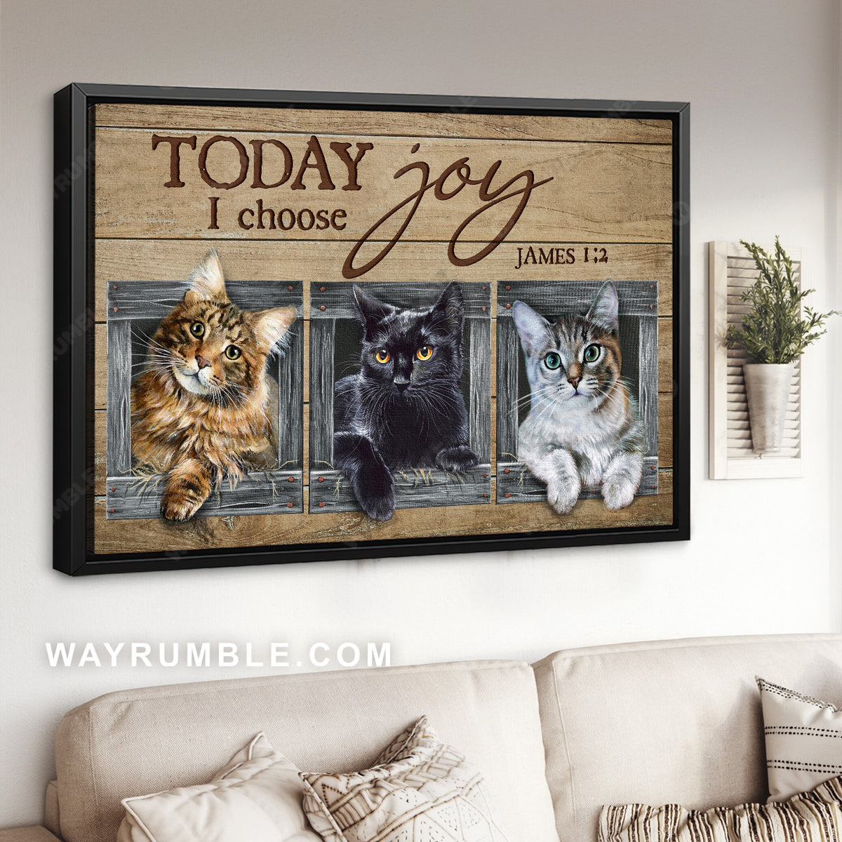 Cat painting, Lovely cats, Inspirational quote, Bible verse, Today I choose joy - Jesus Landscape Canvas Prints, Home Decor Wall Art