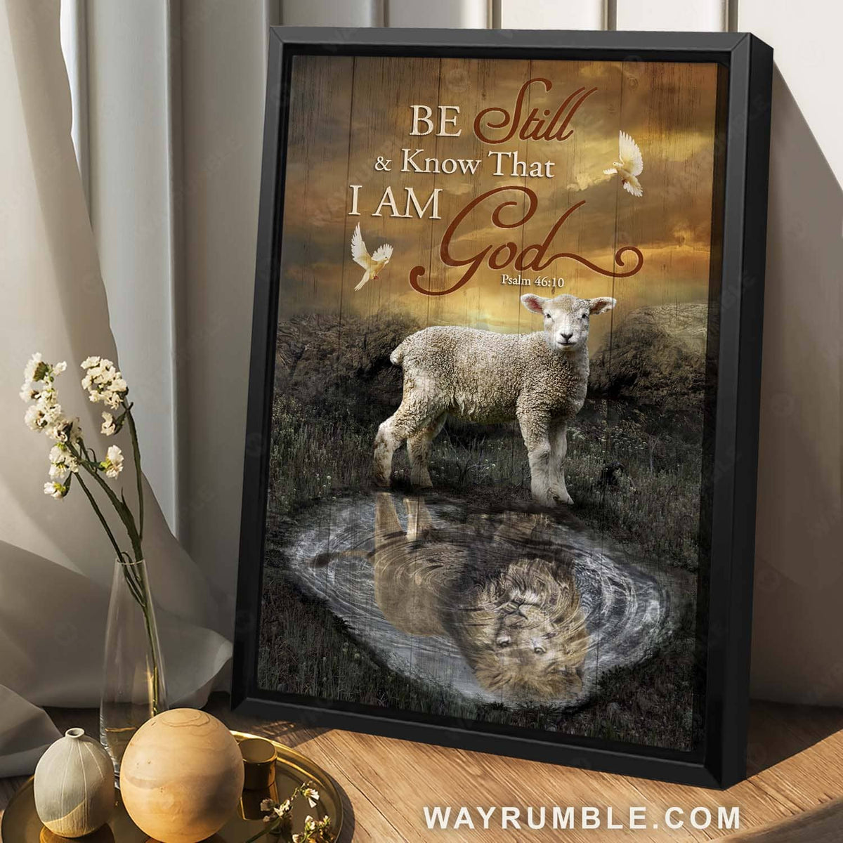 Lamb of God, Lion of Judah, Holy spirit dove, Be still &amp; know that I am God - Jesus Landscape Canvas Prints, Home Decor Wall Art