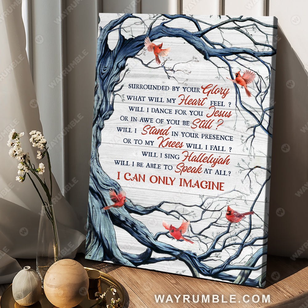 Red cardinal, Old song, Hallelujah, I can only imagine - Jesus Portrait Canvas Prints, Christian Wall Art