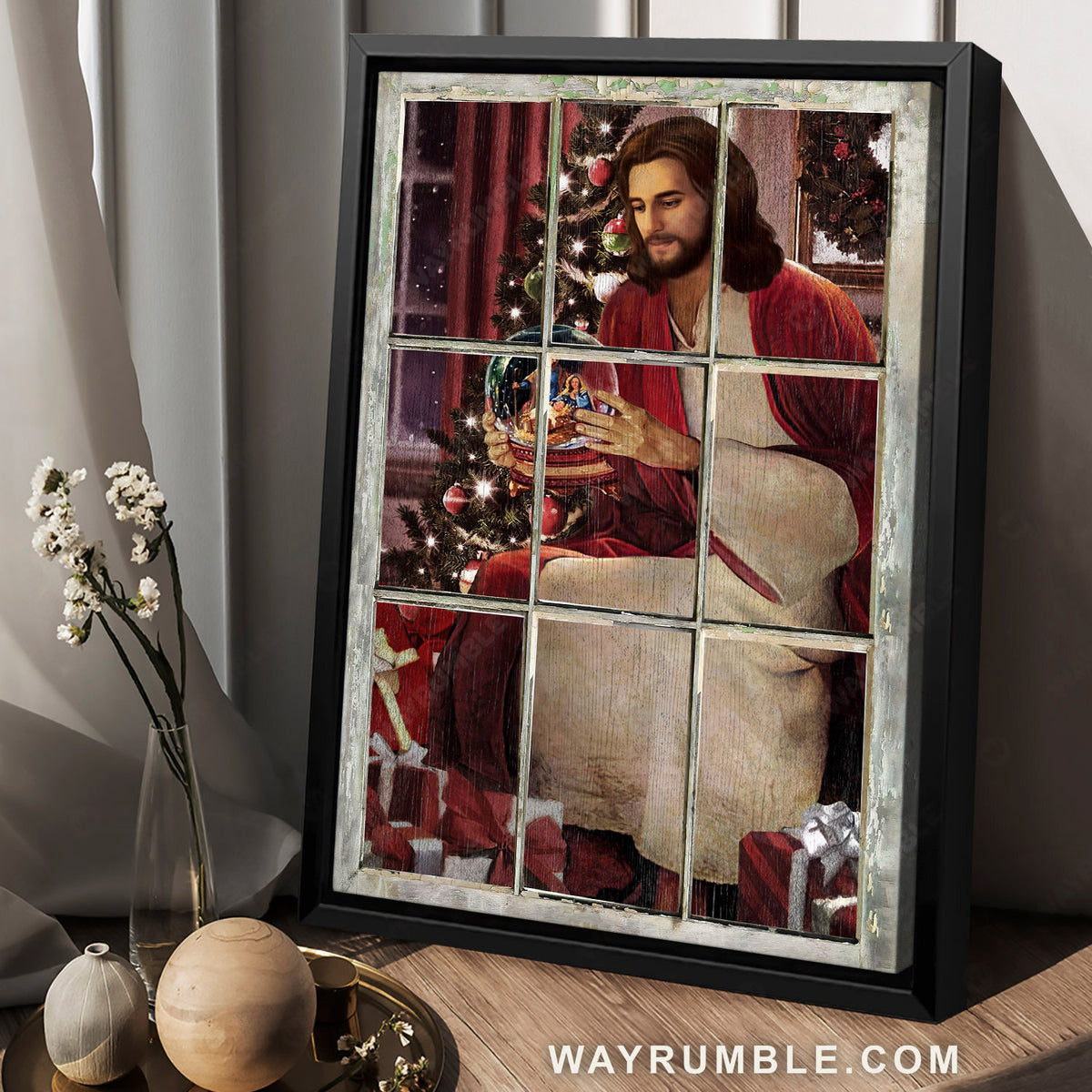Christmas eve, Amazing snow globe, Christmas gifts, Jesus painting - Jesus Portrait Canvas Prints, Christian Wall Art