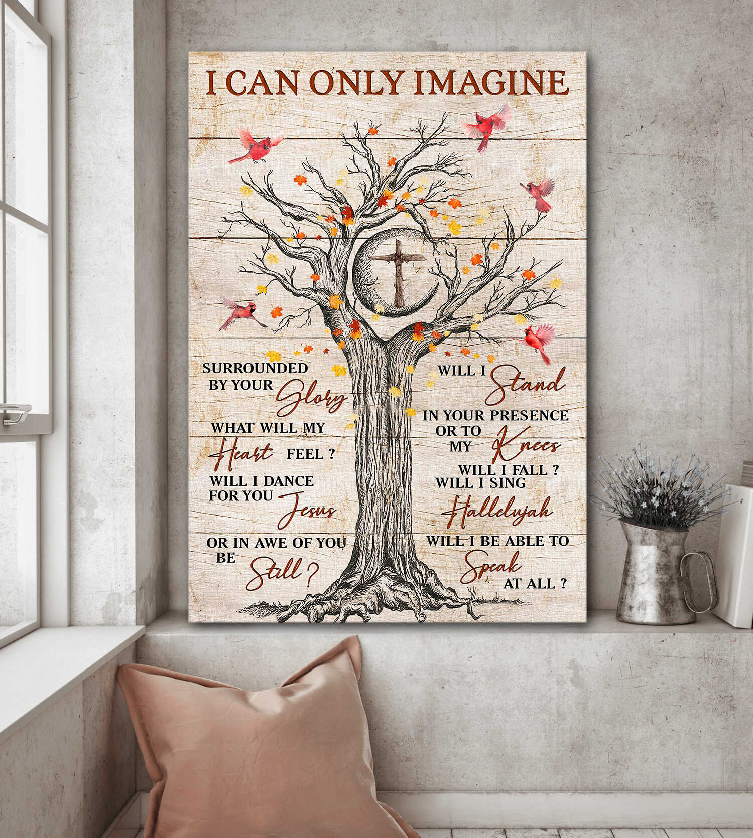 Cross tree, Cardinal, I can only imagine - Jesus Portrait Canvas Prints, Wall Art