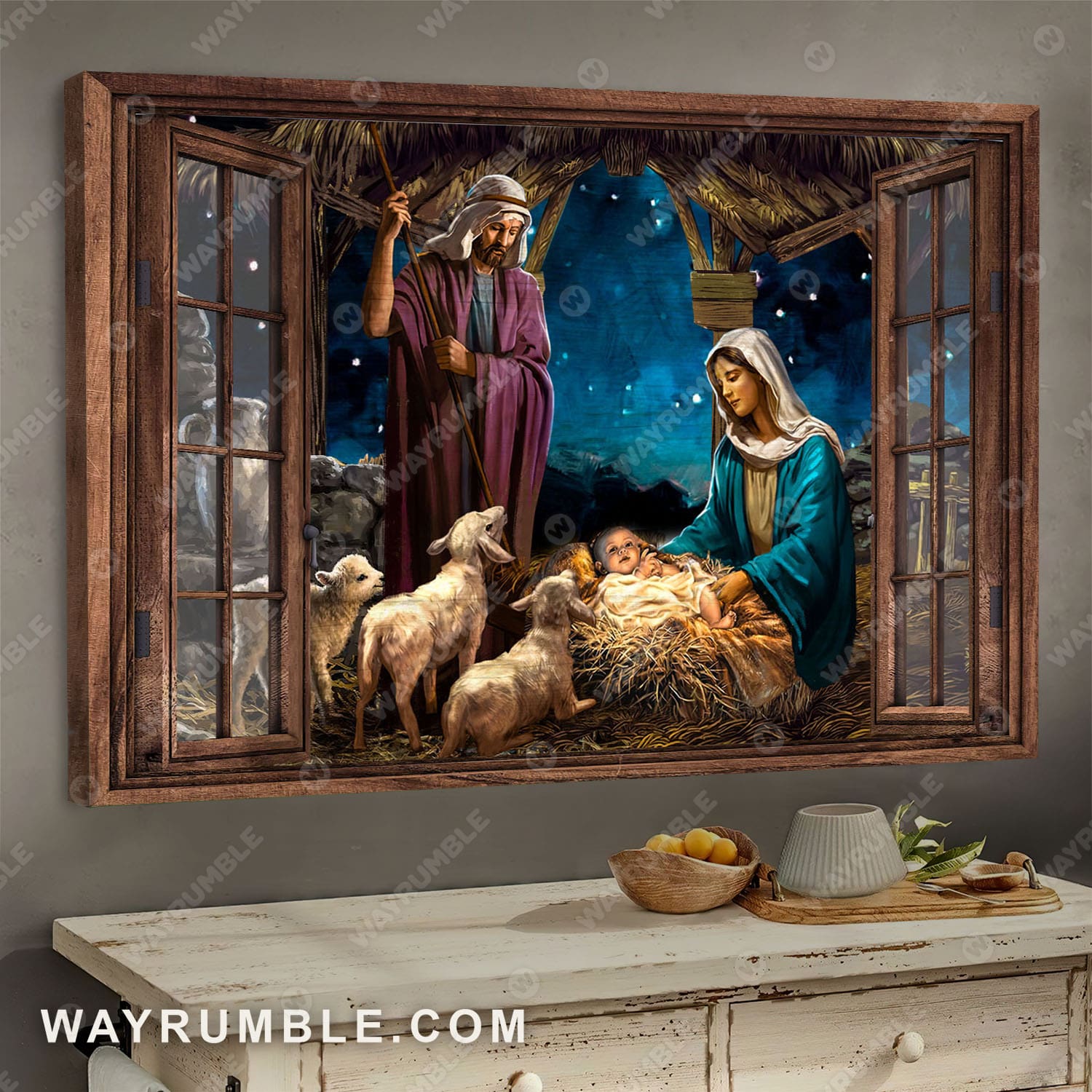 The night Jesus was born - Jesus Landscape Canvas Prints, Wall Art 
