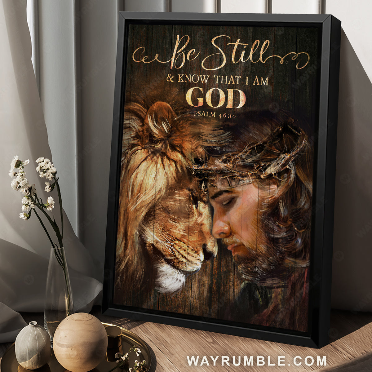 Bible verse, Awesome Lion of Judah, Jesus painting, Be still &amp; know that I am God - Jesus Portrait Canvas Prints, Christian Wall Art