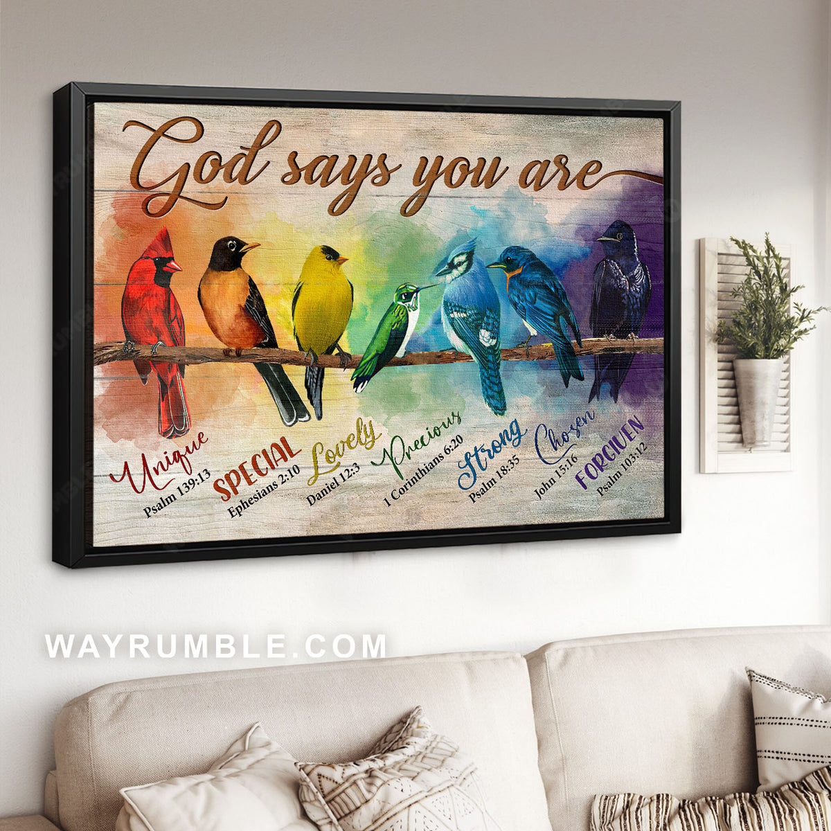 Alluring bird paintings, Pretty red cardinal, Bible verses, God says you are - Jesus Landscape Canvas Prints, Christian Wall Art
