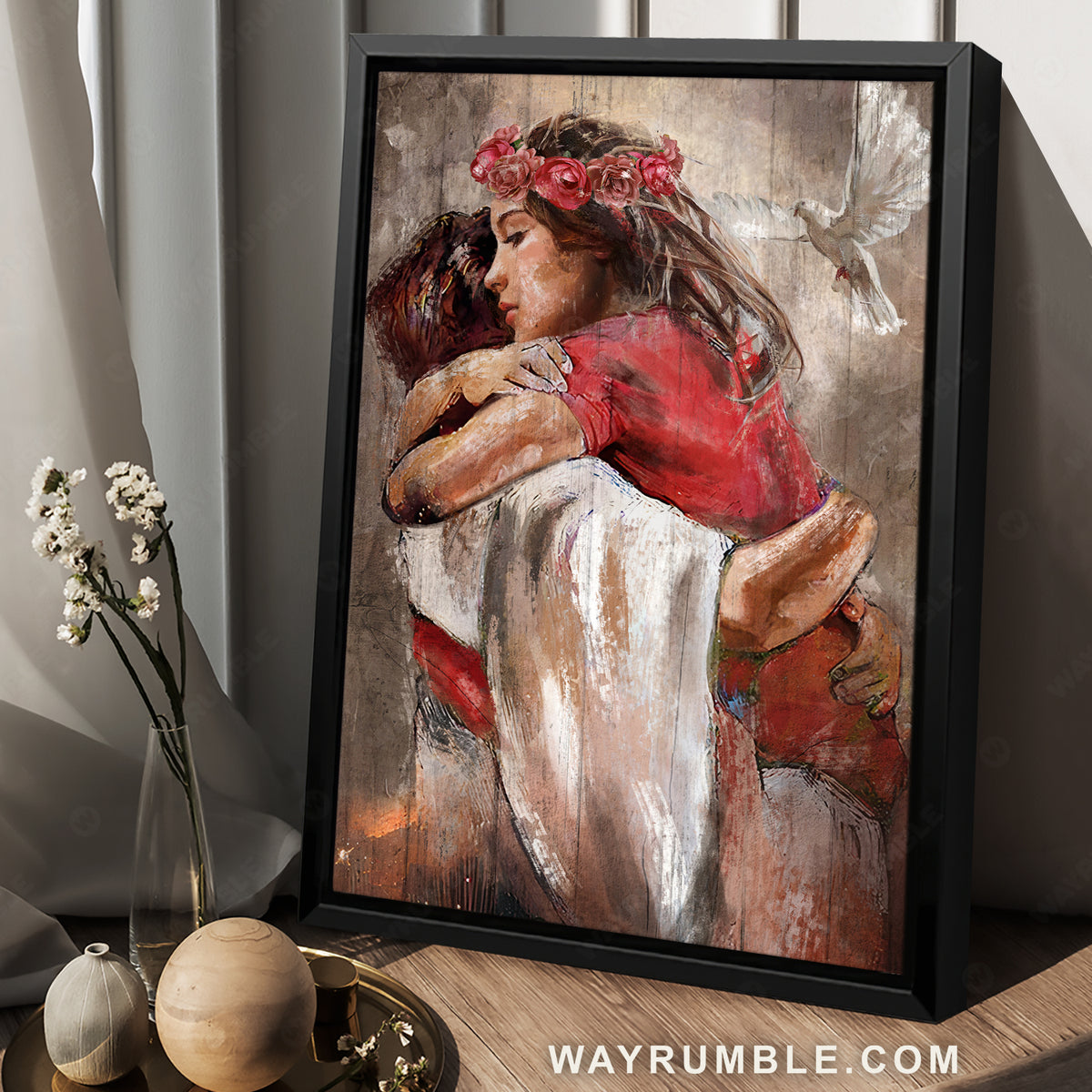 Abstract art, Holy spirit dove, Heaven painting,  A warming hug - Jesus Portrait Canvas Prints, Christian Wall Art