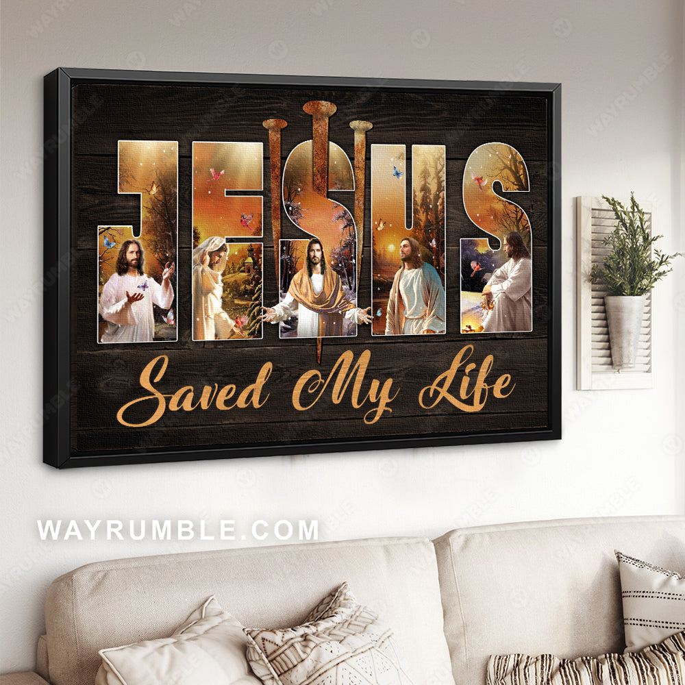 Christ the redeemer, Jesus painting, 3 holy nails, Jesus saved my life - Jesus Landscape Canvas Prints, Christian Wall Art