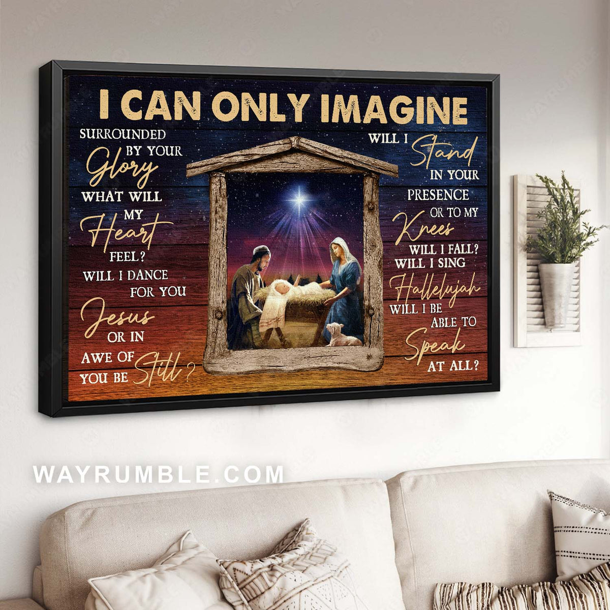 Birth of Jesus, Star of Bethlehem, Mother Mary, I can only imagine - Jesus Landscape Canvas Prints, Christian Wall Art