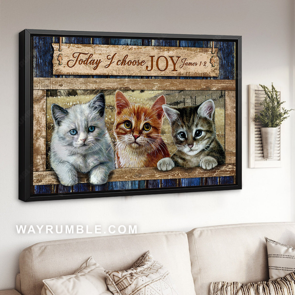 Cute kittens, Adorable black cat, Verse of the day, Today I choose joy - Jesus Landscape Canvas Prints, Christian Wall Art