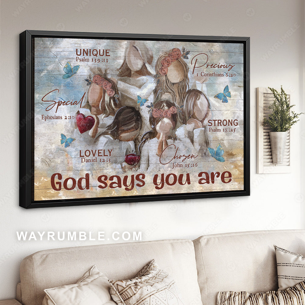 Abstract art, Blue butterfly, Beautiful angels, God says you are - Jesus Landscape Canvas Prints, Home Decor Wall Art