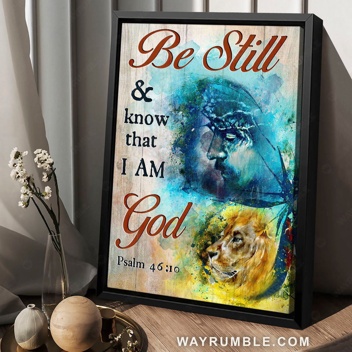 Jesus drawing, Lion of Judah, Vibrant color painting, Be still and know that I am God - Jesus Portrait Canvas Prints, Christian Wall Art